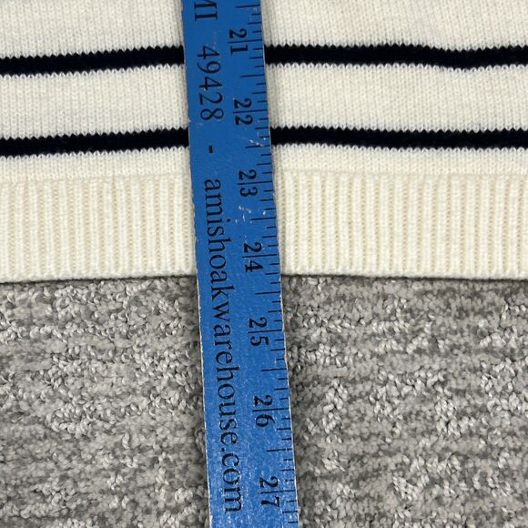 Talbots Sweater Womens Medium Ivory Navy Holiday Christmas Tree Lambswool Soft - Picture 9 of 9